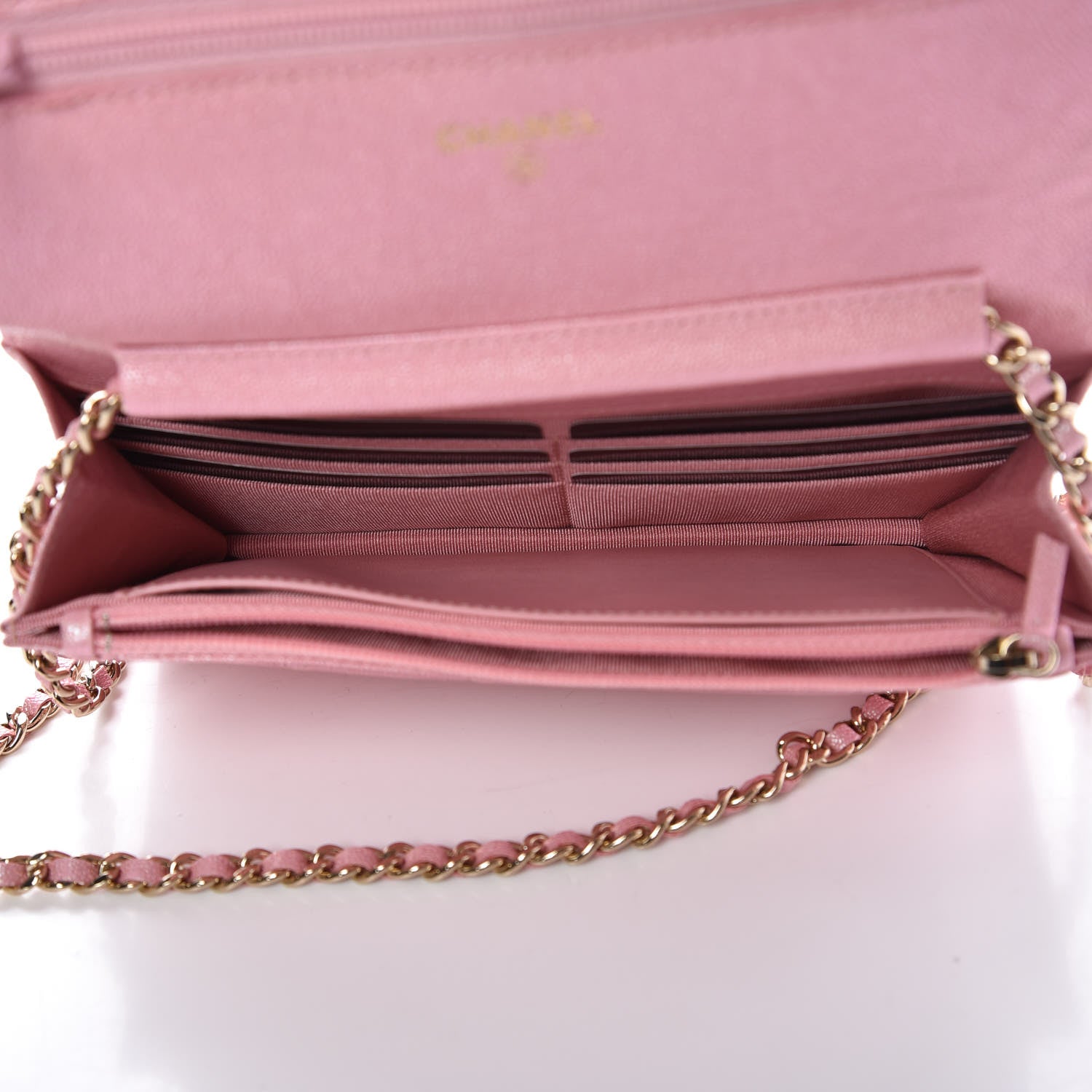 Chanel Iridescent Caviar Quilted Wallet on Chain WOC Rose Pink 5 of 9