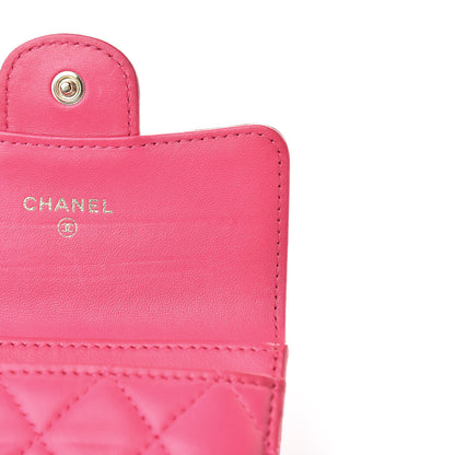 Chanel Lambskin Quilted Flap Card Holder Dark Pink 10 of 17