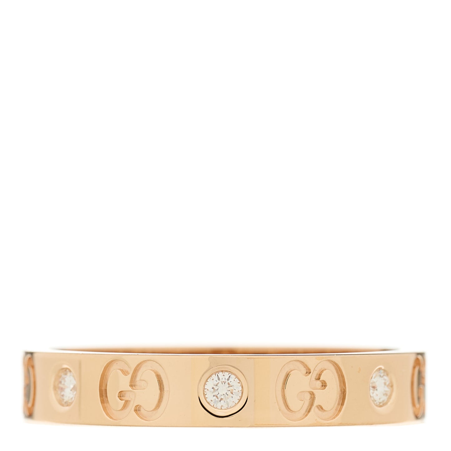 18K Rose Gold Diamond Icon Band Ring 62 10