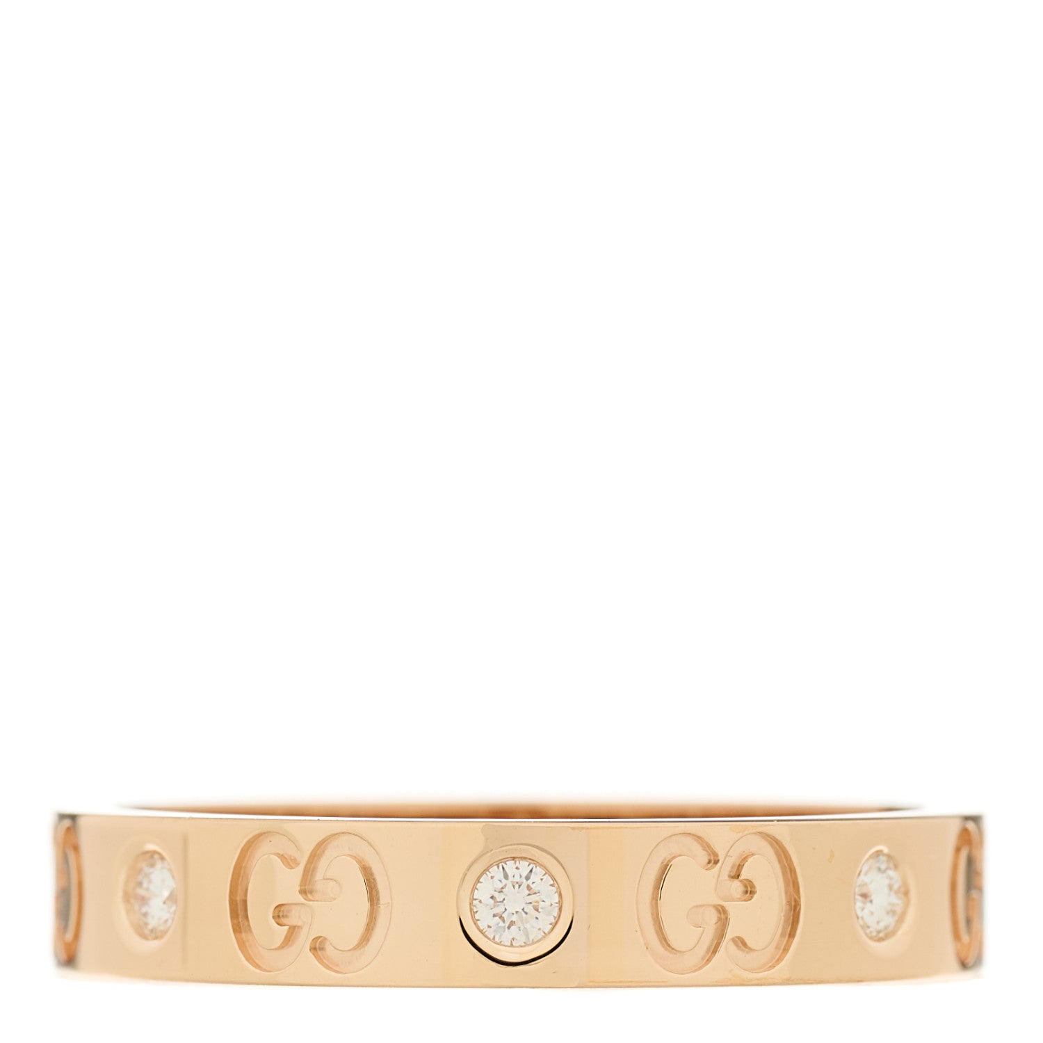 Gucci 18K Rose Gold Diamond Icon Band Ring 62 10 1 of 4