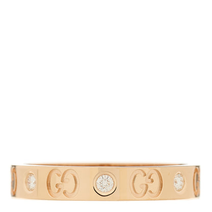 Gucci 18K Rose Gold Diamond Icon Band Ring 62 10 1 of 4