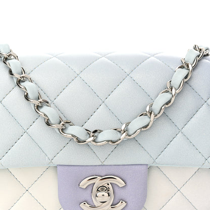 Chanel Lambskin Quilted Mini Rectangular Flap Light Blue Light Purple White 8 of 10