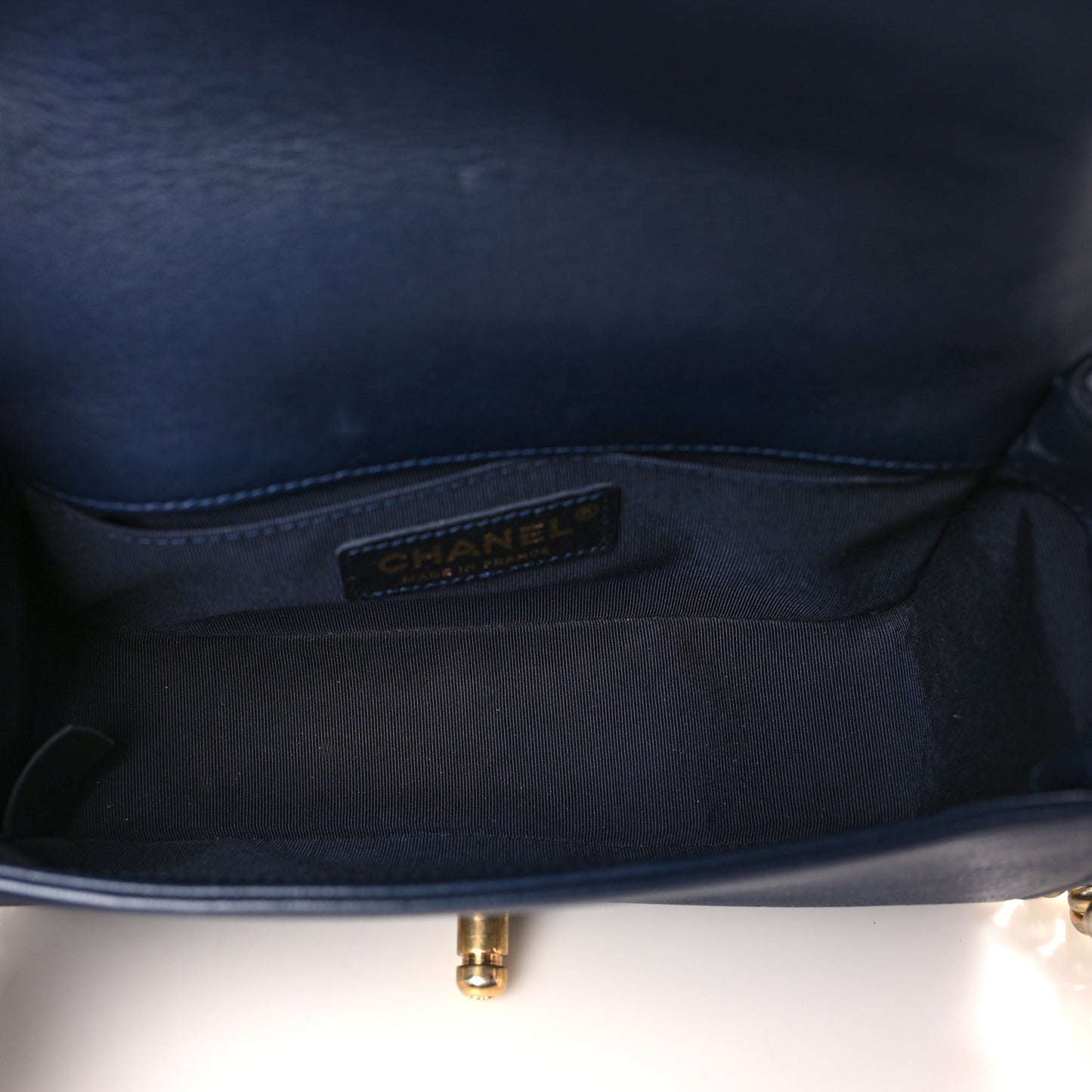 Sheepskin Braided Small Boy Reverso Flap Navy