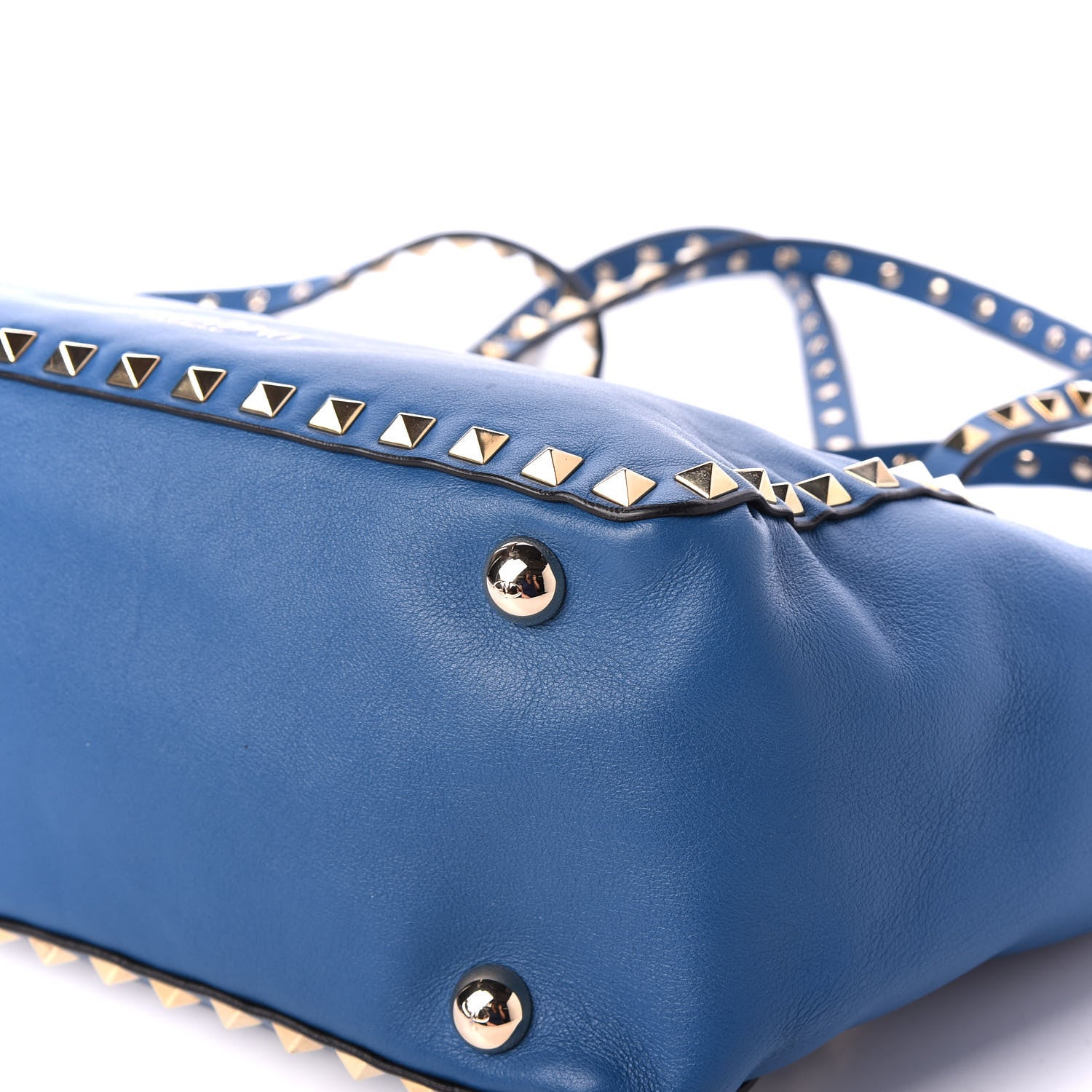 Valentino Garavani Vitello Small Rockstud Tote Blue Delft 8 of 10
