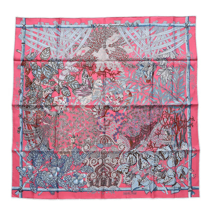 Hermes Silk Mythes et Metamorphoses Scarf 90 Rose Vif Bleu Beige Rose 1 of 4