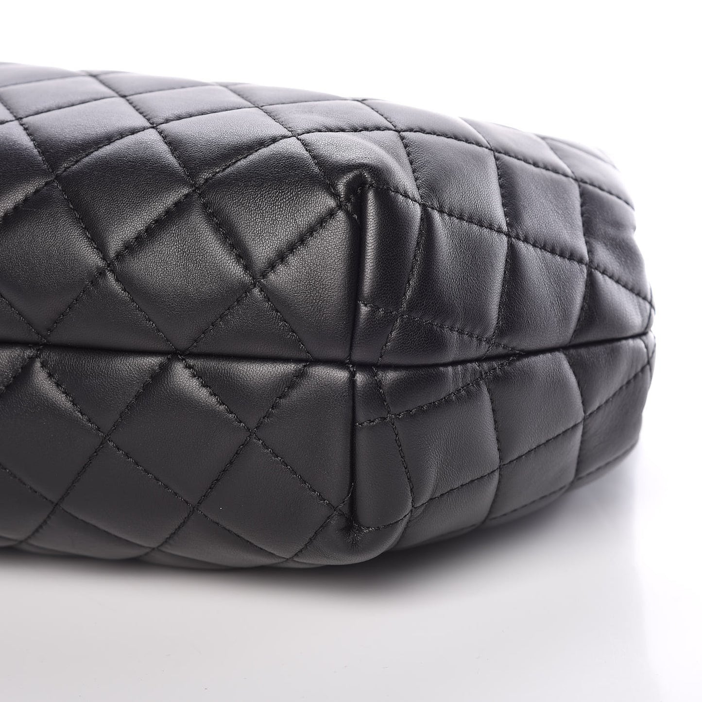 Lambskin Quilted Accordion Tote Black