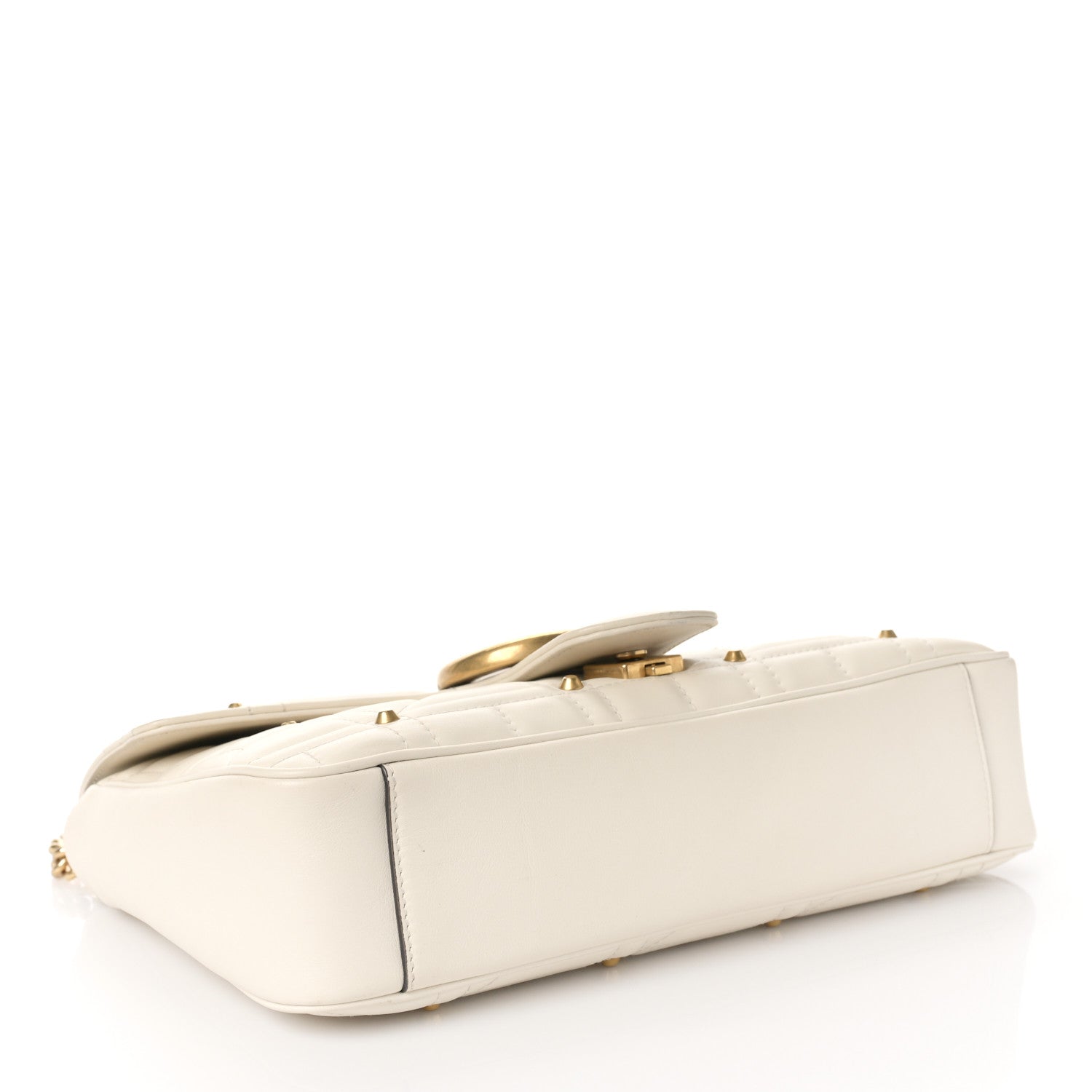 Gucci Calfskin Matelasse Studded Medium GG Marmont Shoulder Bag White 4 of 10