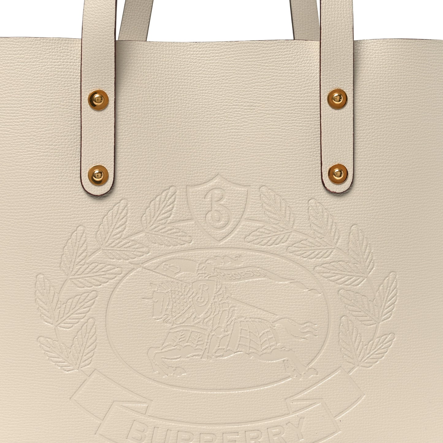 Calfskin Crest Embossed Small Tote Limestone