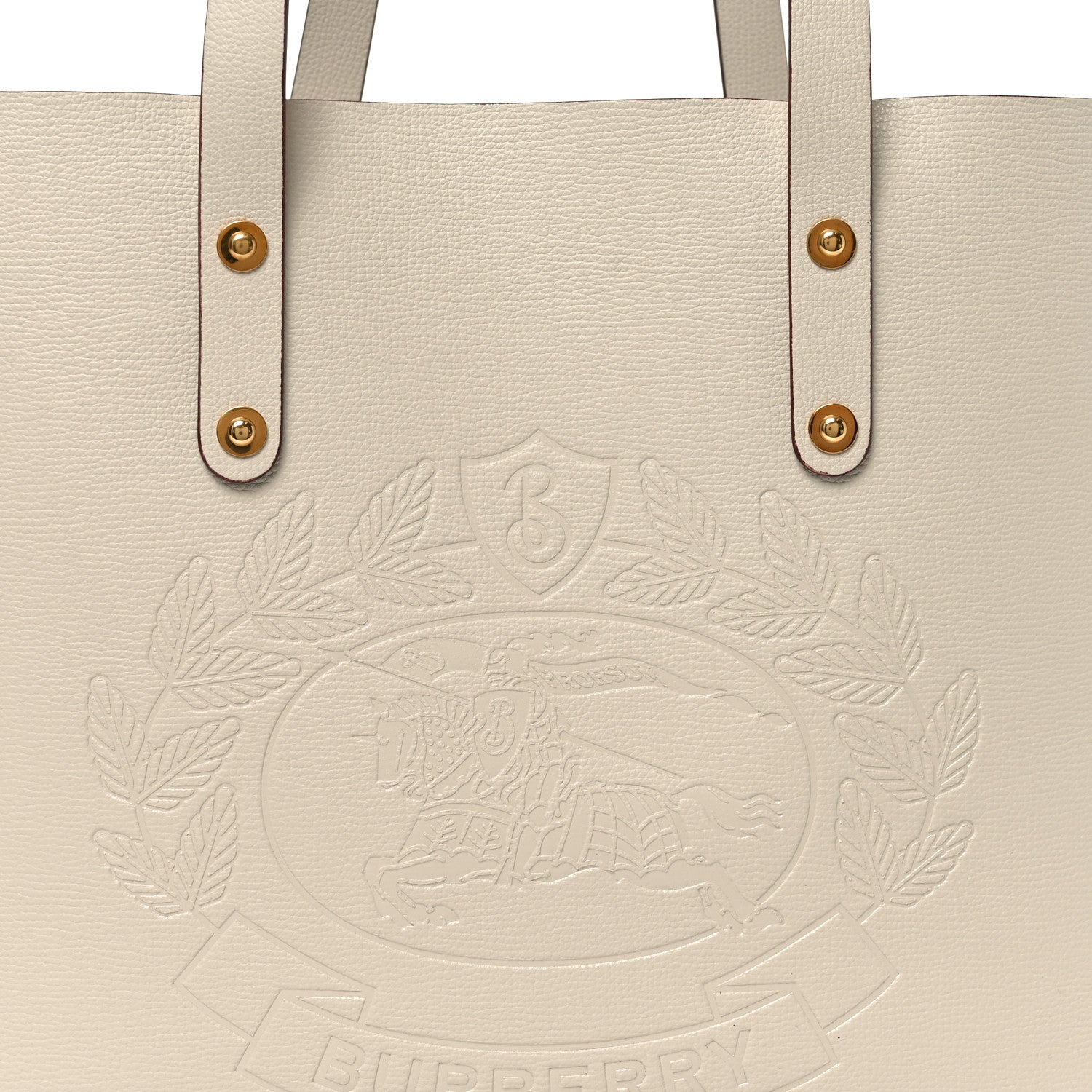 Burberry Calfskin Crest Embossed Small Tote Limestone 7 of 9