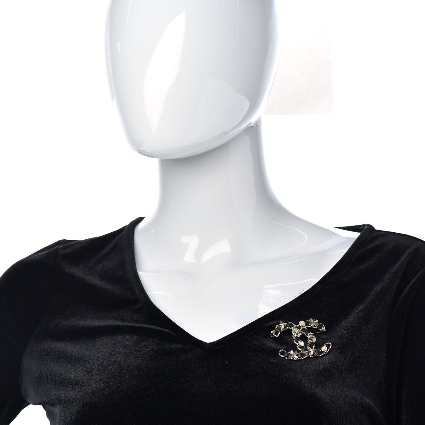Lambskin Pearl Strass Sergeant Chanel Brooch Gold