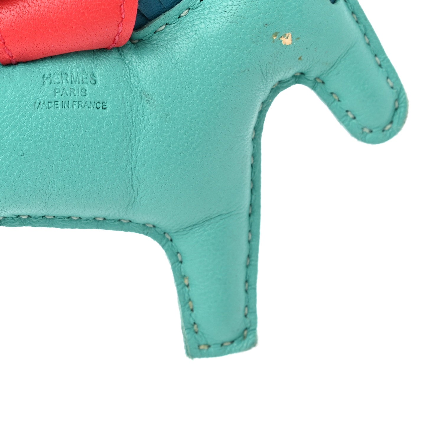 Hermes Milo Lambskin Grigri Rodeo Horse Bag Charm PM Lagoon Rose Texas 3 of 4