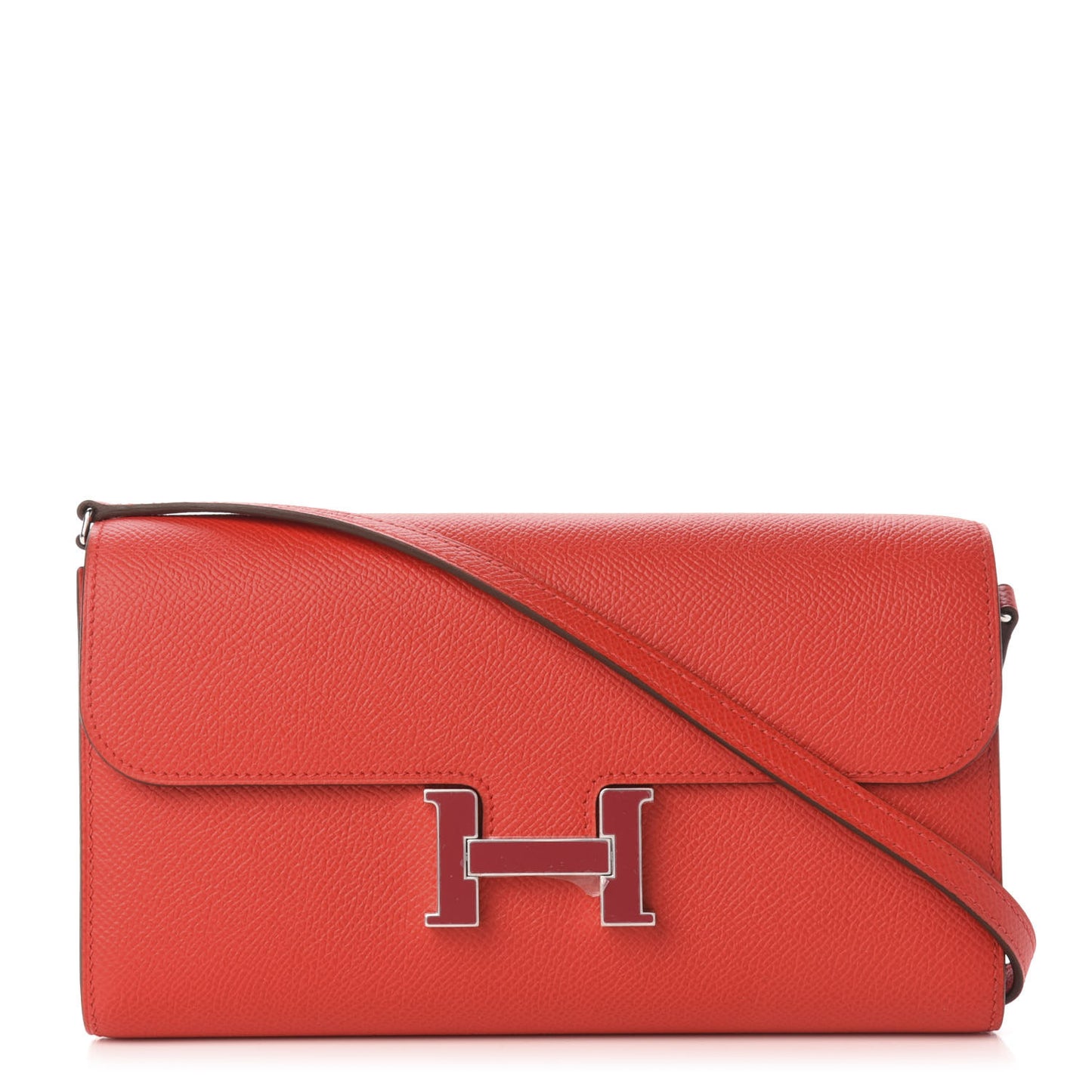 Epsom Enamel Constance Wallet To Go Rouge De Coeur Rubis