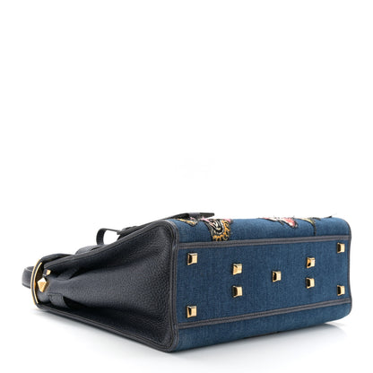 Valentino Garavani Denim Butterfly Embroidered My Rockstud Frame Bag Light Denim Multicolor 4 of 9