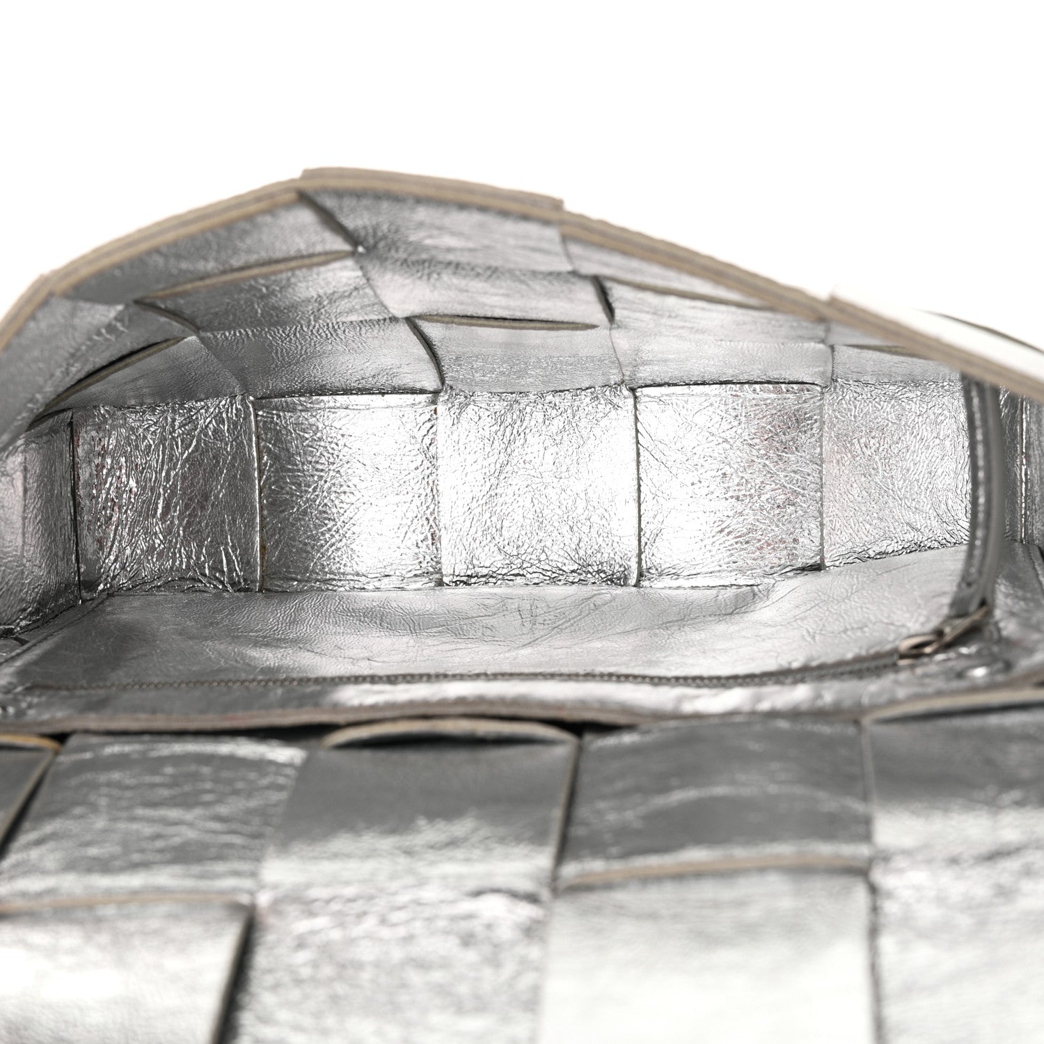 Bottega Veneta Metallic Lambskin Maxi Intrecciato Cassette Crossbody Bag Silver 5 of 13