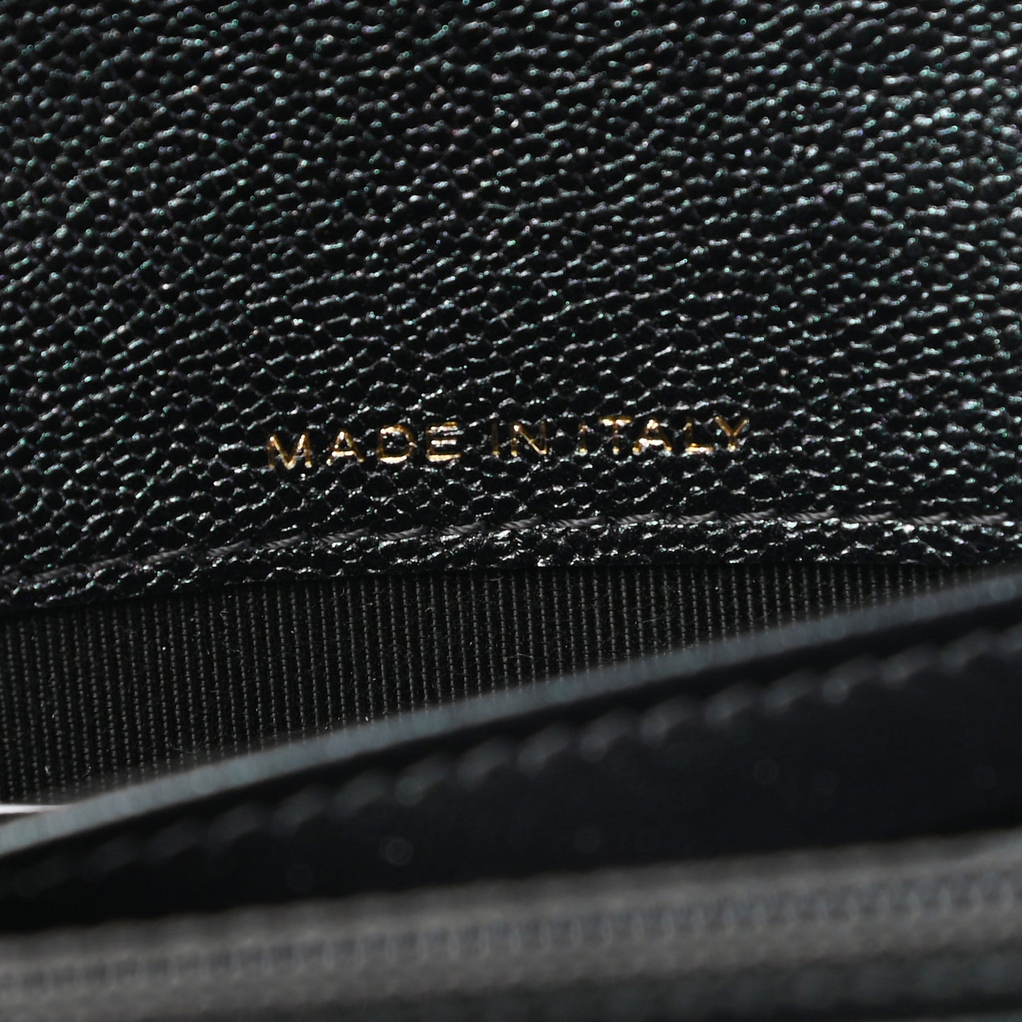 Iridescent Caviar Quilted Medium Flap Wallet Black