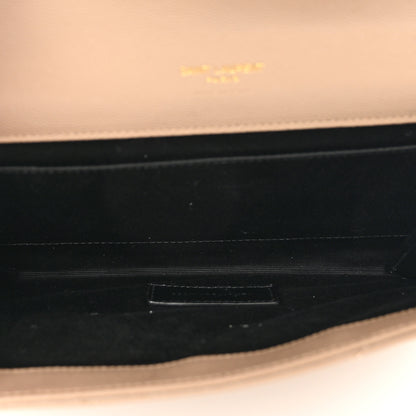 Saint Laurent Grain De Poudre Matelasse Chevron Monogram Envelope Clutch Dark Beige 5 of 8