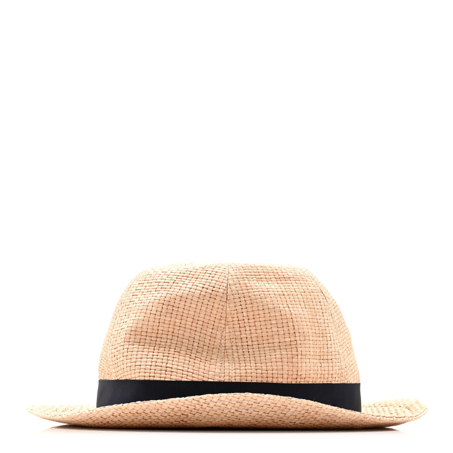 Straw Grosgrain Wide Brim Hat L Black