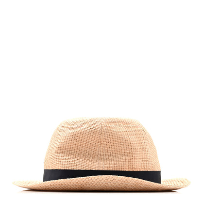 Gucci Straw Grosgrain Wide Brim Hat L Black 4 of 11