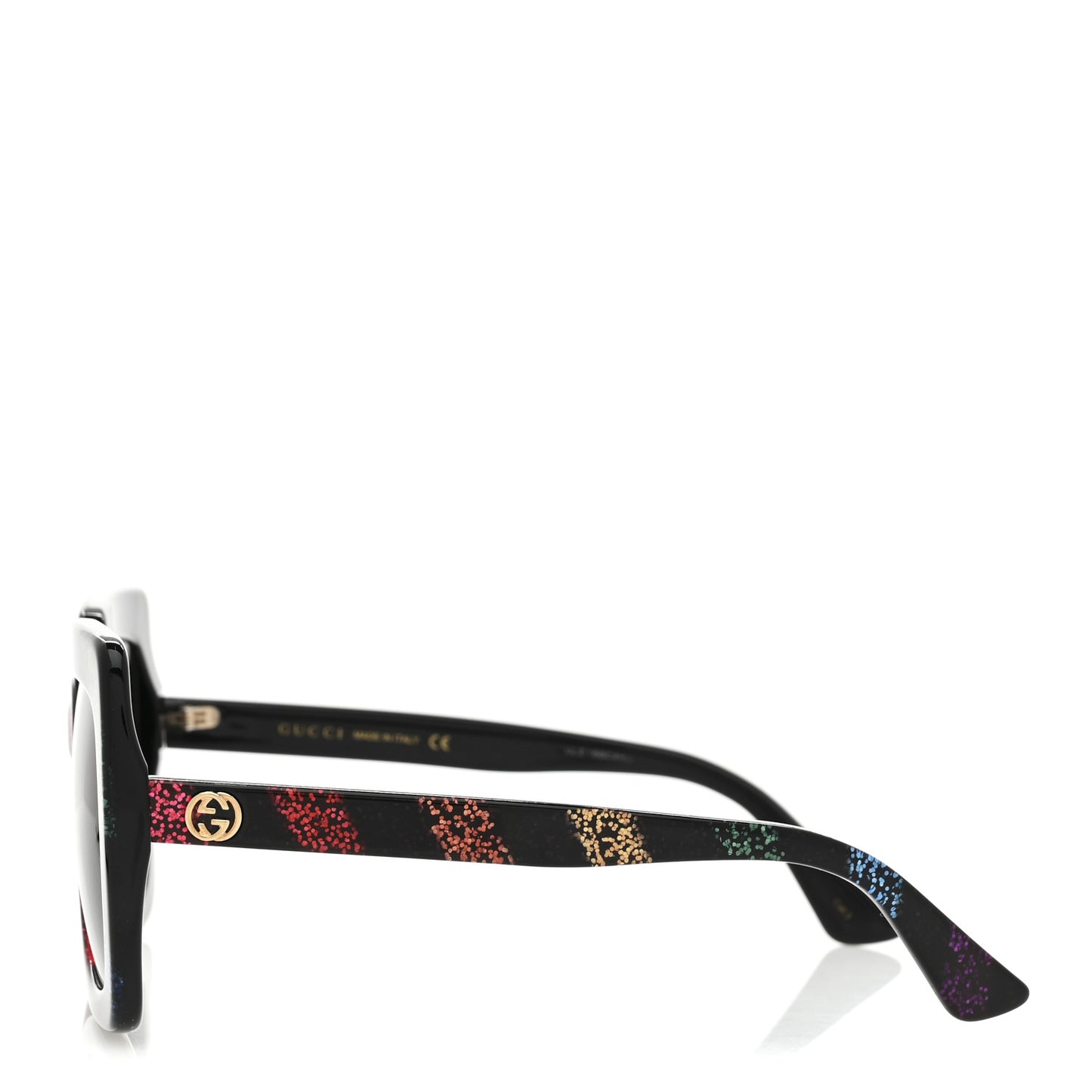 Acetate Oversize Stripe Sunglasses GG0328S Black Multi
