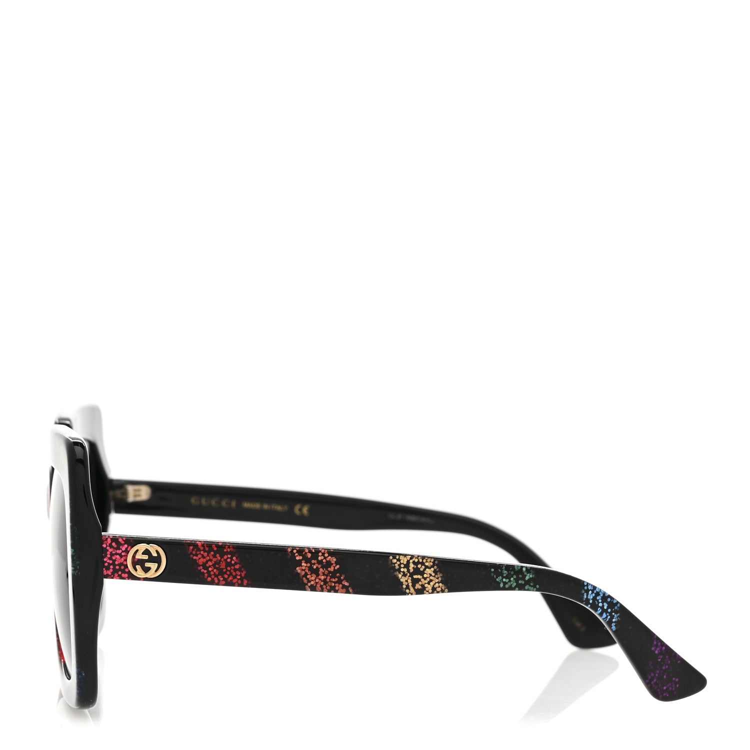 Gucci Acetate Oversize Stripe Sunglasses GG0328S Black Multi 3 of 7