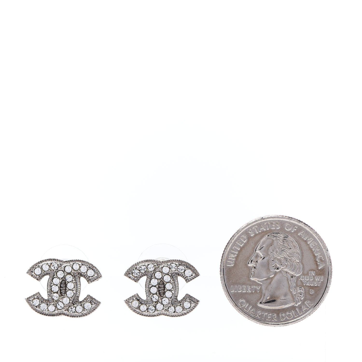 Chanel Crystal CC Earrings Silver 2 of 3