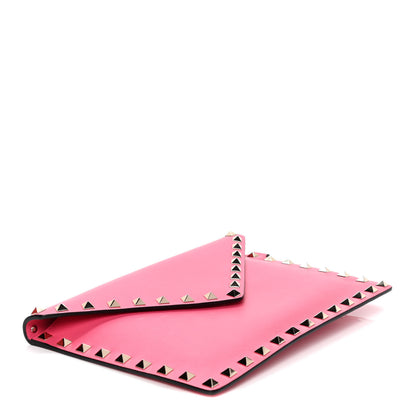 Valentino Garavani Vitello Medium Rockstud Envelope Flat Wristlet Pouch Shadow Pink 3 of 4