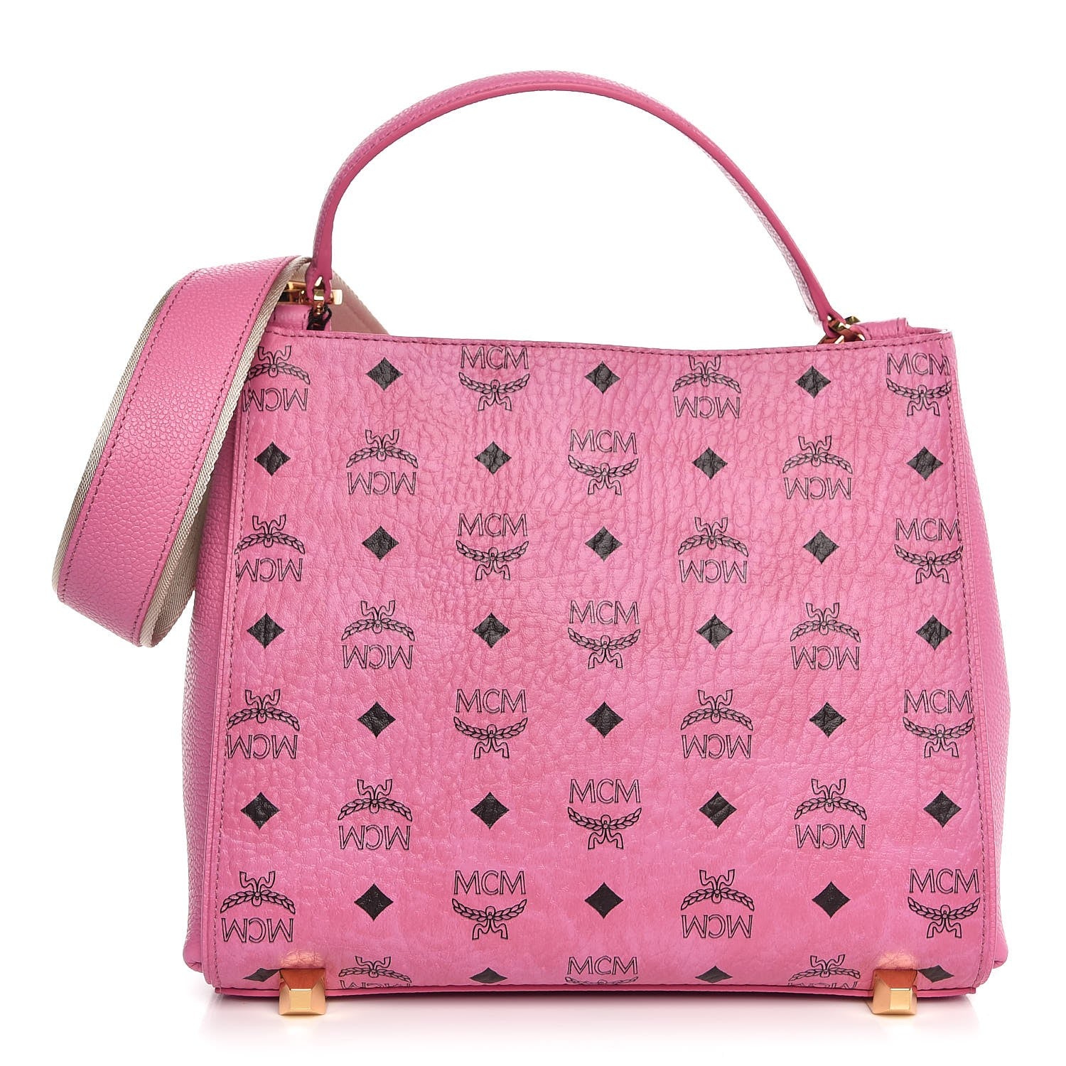 MCM Visetos Corina Shoulder Bag Pink 1 of 10