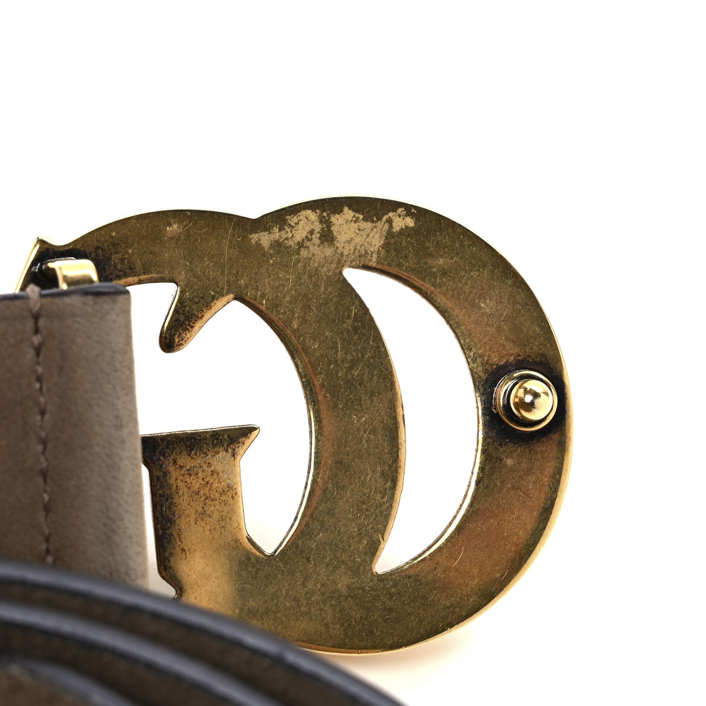 Suede Sculpted GG Belt 90 36 Dark Brown