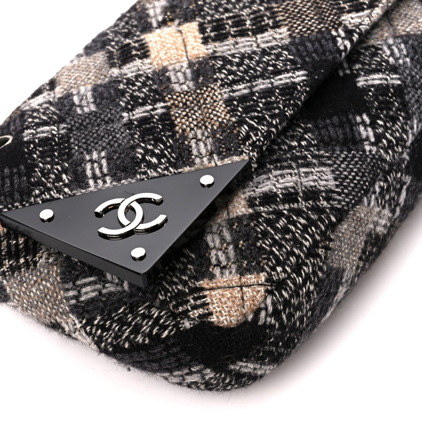 Tweed East West Flap Black White Beige