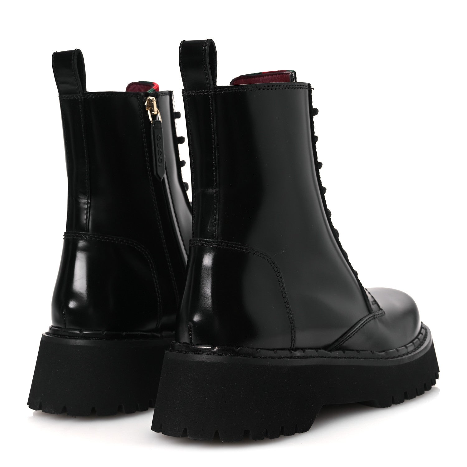 Gucci Spice Lux Nappa Web Combat Boots 36 Black 9 of 22