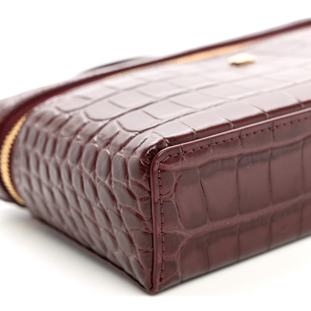 Calfskin Crocodile Embossed Crococo Exoticoco Vanity With Chain  Dark Burgundy