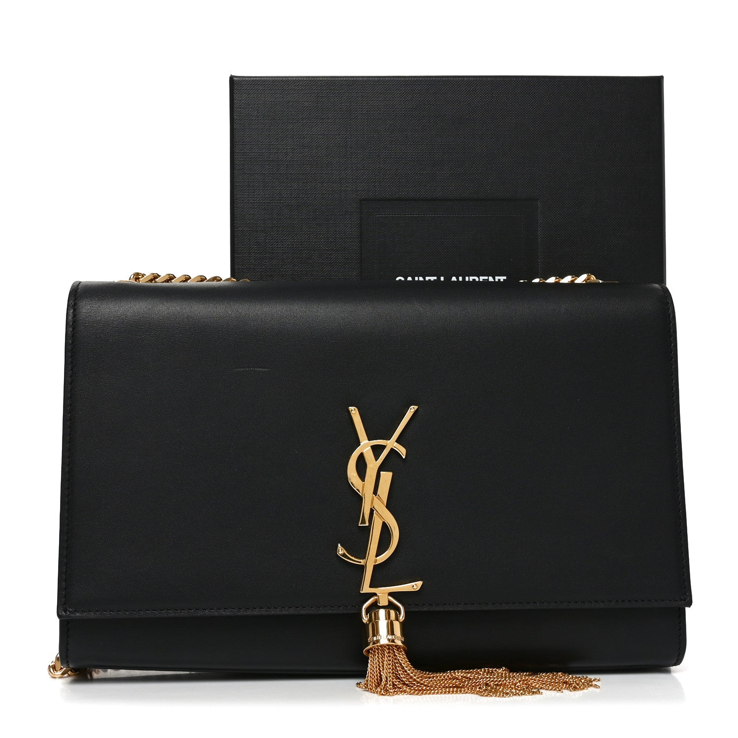 Saint Laurent Smooth Calfskin Medium Classic Monogram Kate Tassel Satchel Black 10 of 10