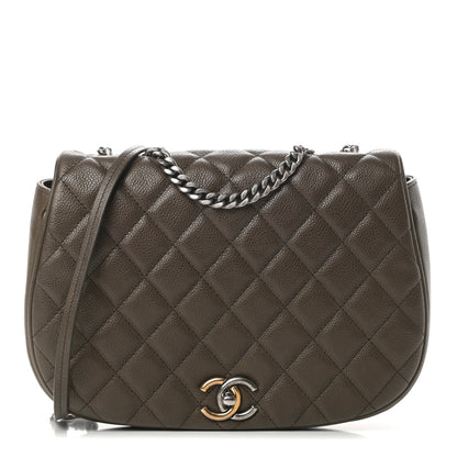 Chanel Caviar Quilted Casual Pocket Messenger Flap Khaki 1 of 13