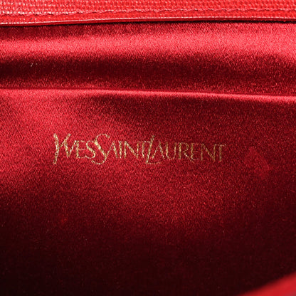 Saint Laurent Textured Calfskin Classic Y Ligne Clutch Red 6 of 9