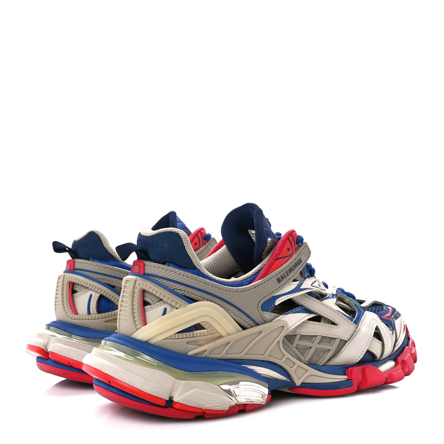 Rubber Mesh Bi-Color Mens Track.2 Open Sneakers 41 Beige Blue Red