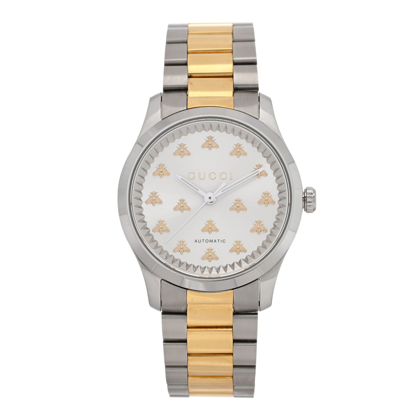 Stainless Steel 38mm G-Timeless Two Tone Bee Automatic Watch Silver