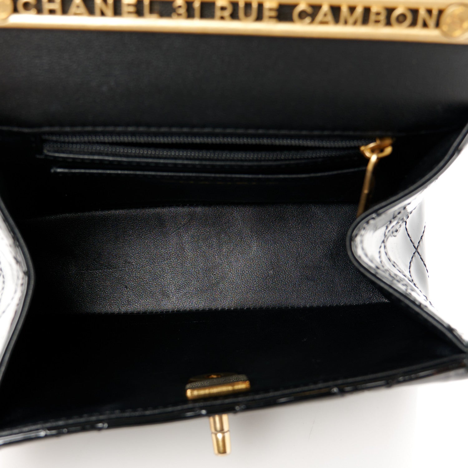 Chanel Patent Quilted 31 Rue Cambon Mini Top Handle Flap Black