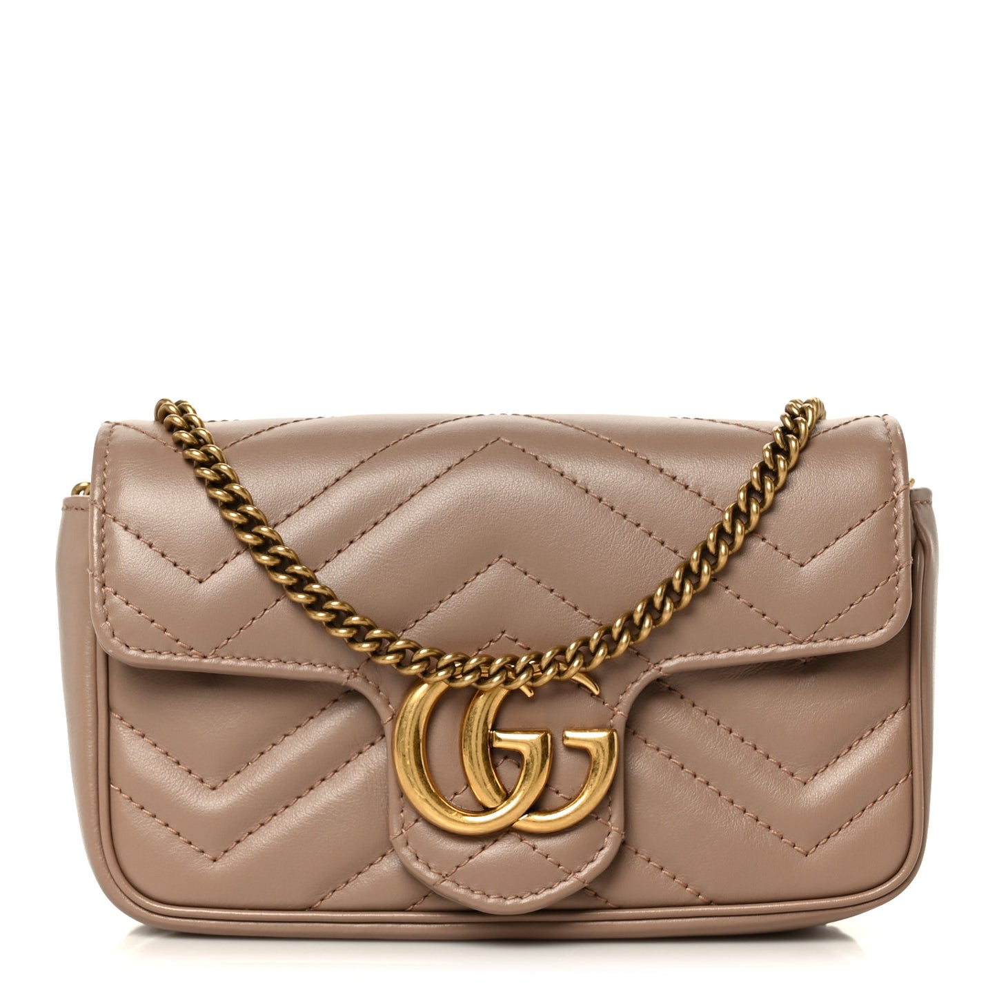 Calfskin Matelasse Super Mini GG Marmont Shoulder Bag Porcelain Rose