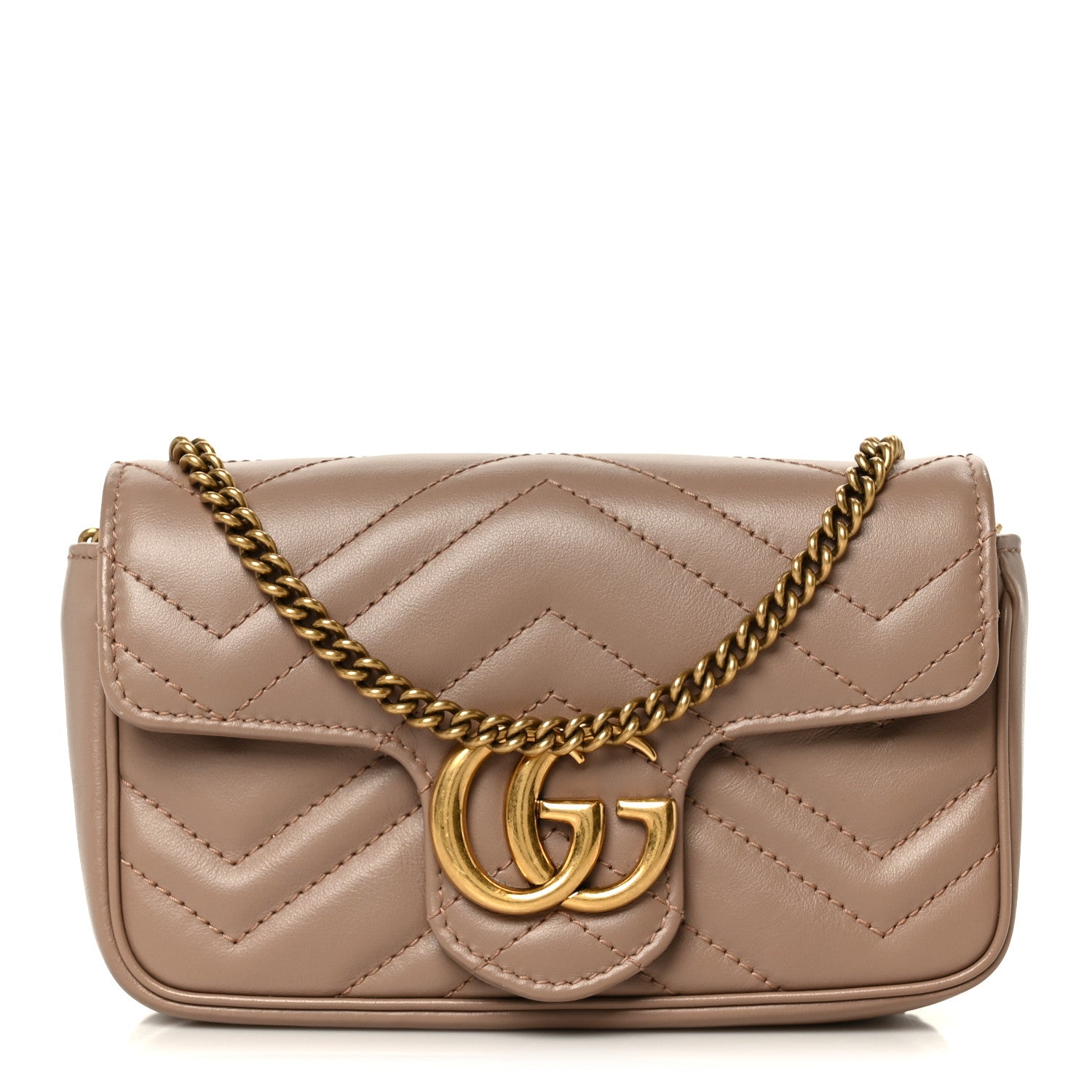 Gucci Calfskin Matelasse Super Mini GG Marmont Shoulder Bag Porcelain Rose 1 of 11