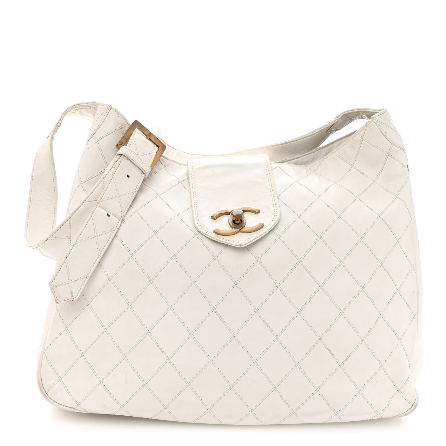 Chanel Lambskin Stitched Shoulder Bag White 1 of 13