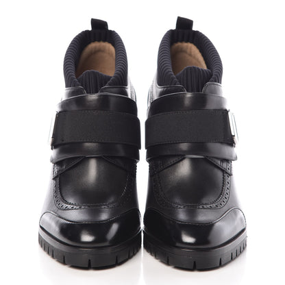 Hermes Tuscan Calfskin Technical Canvas Spicy Derby Ankle Boots 36.5 Black 2 of 8