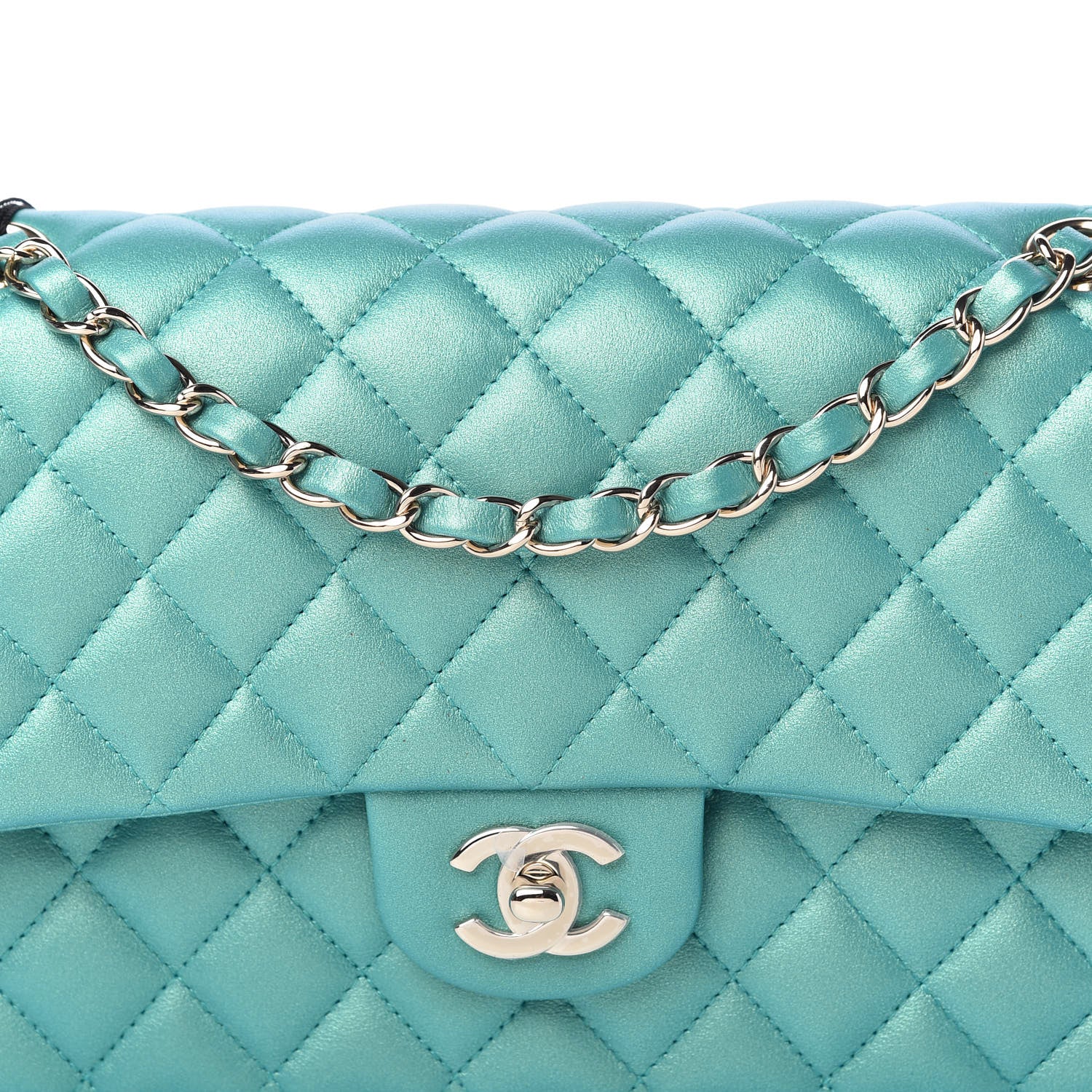 Chanel Iridescent Calfskin Quilted Medium Double Flap Green 10 of 10
