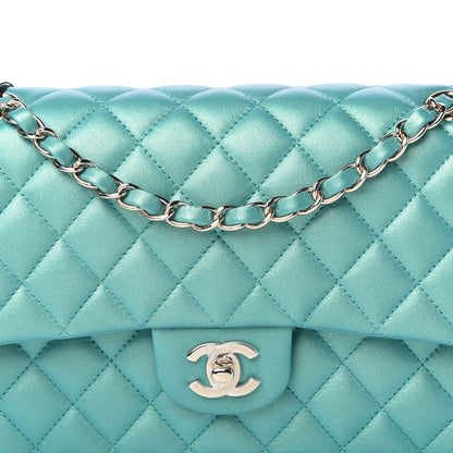 Chanel Iridescent Calfskin Quilted Medium Double Flap Green 10 of 10