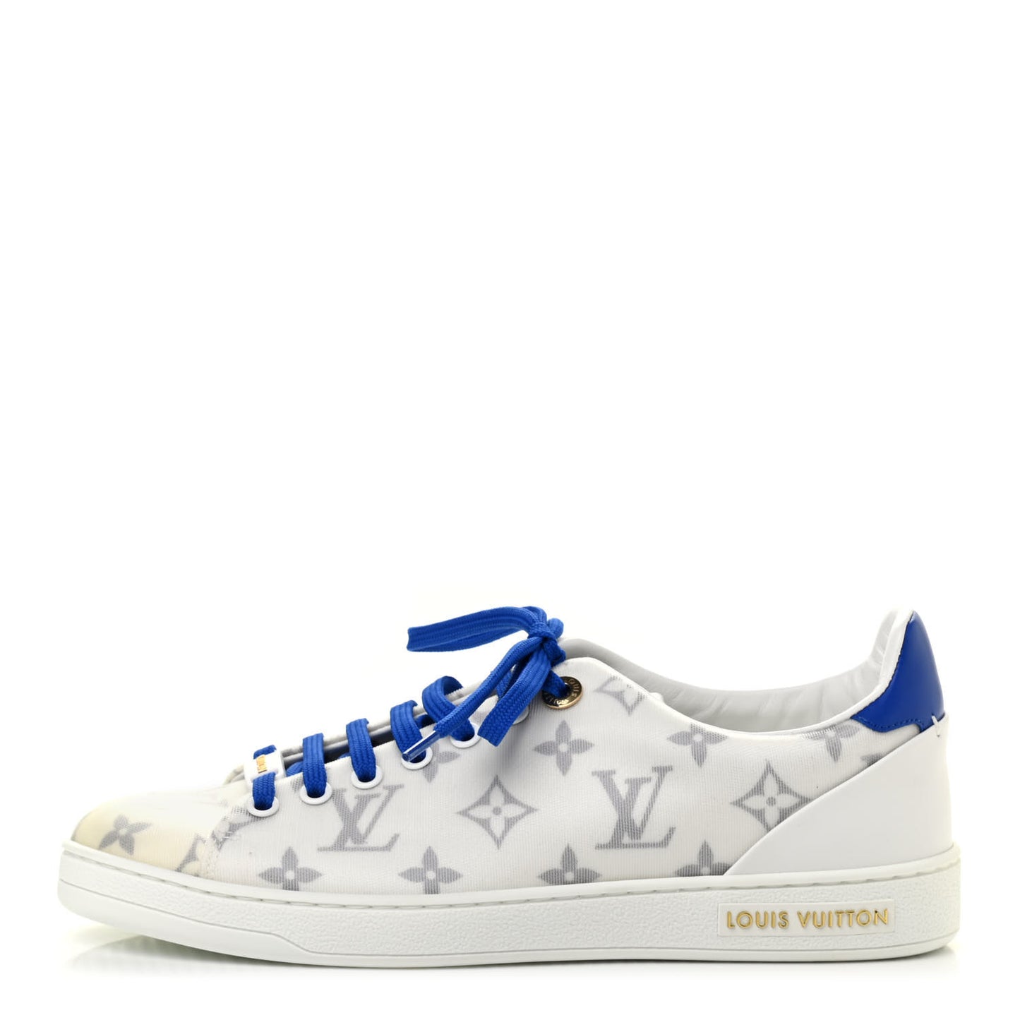 Technical Fabric Calfskin Monogram Frontrow Sneakers 37.5 Blue