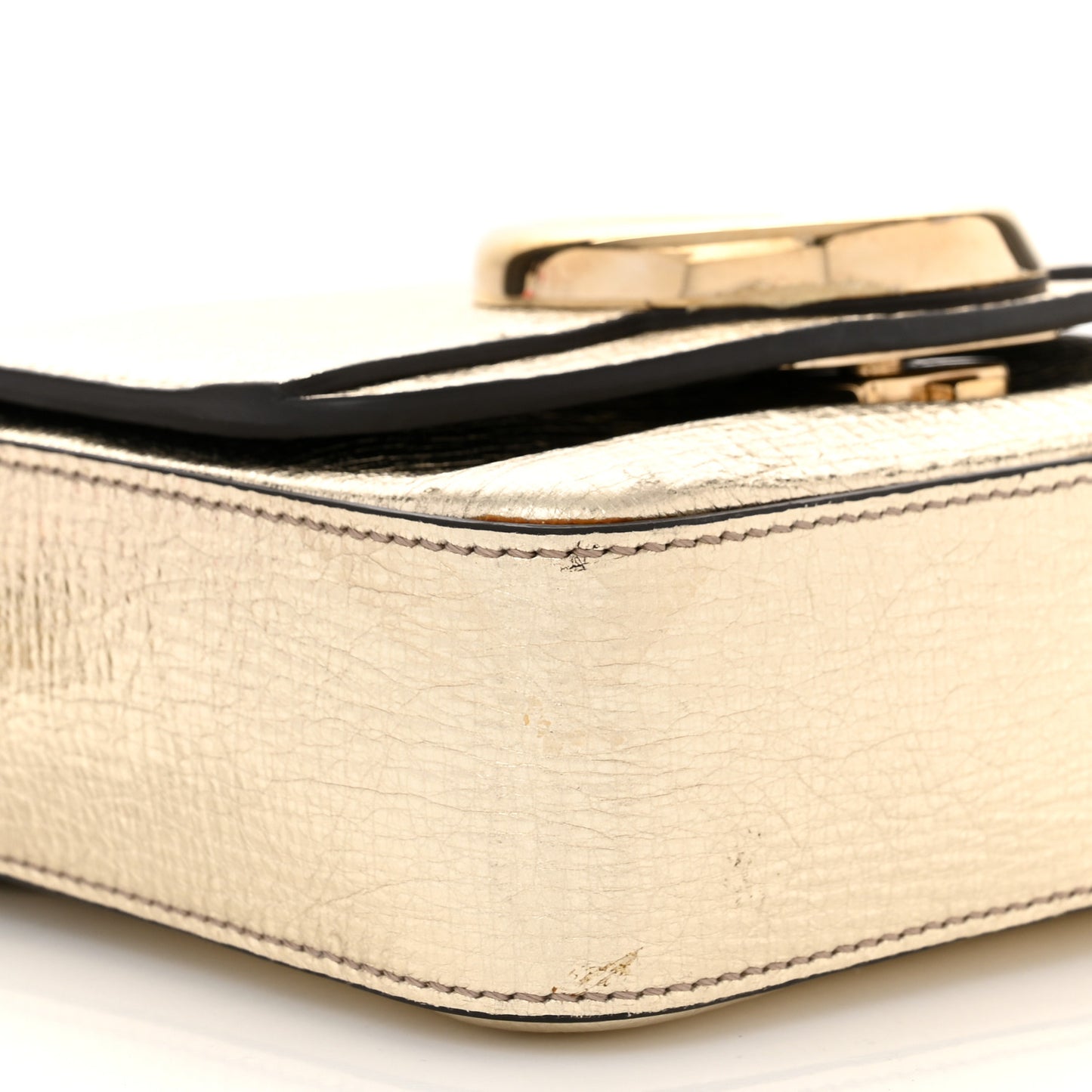 Metallic Calfskin Mini C Double Carry Gold