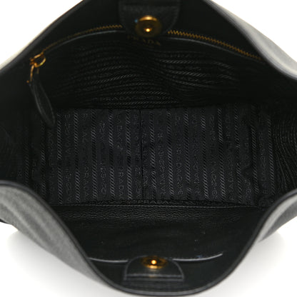 Prada Vitello Phenix Zippered Messenger Hobo Black 5 of 10