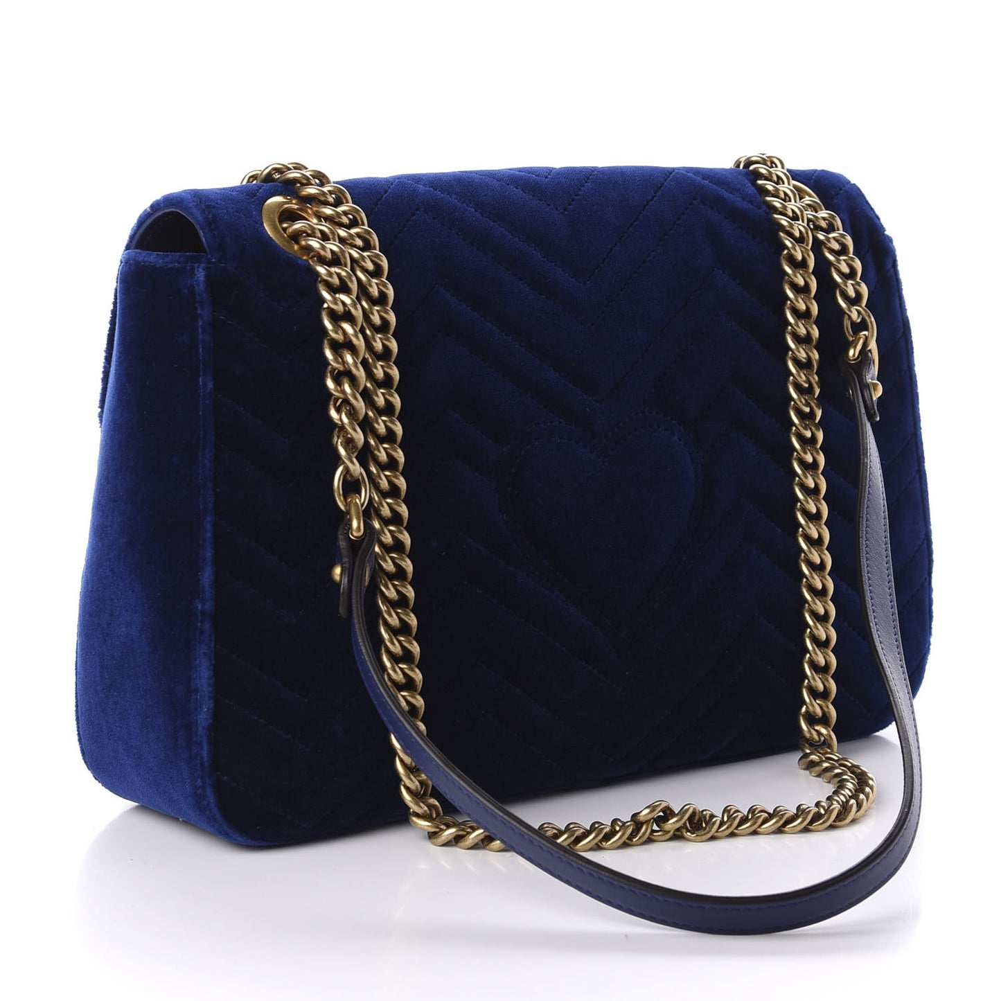 Velvet Matelasse Medium GG Marmont Shoulder Bag Cobalt Blue