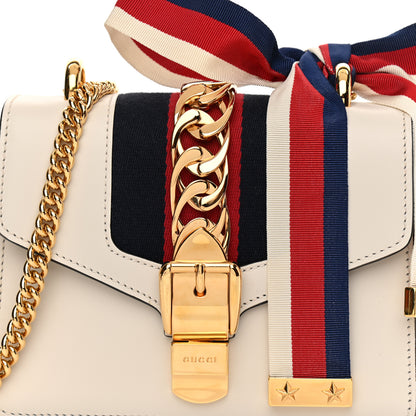 Gucci Calfskin Mini Sylvie Chain Shoulder Bag White 9 of 10