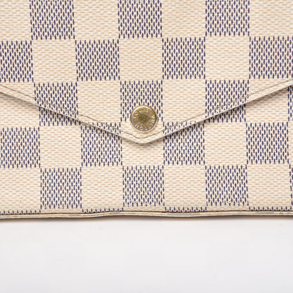 Louis Vuitton Damier Azur Pochette Felicie Chain Wallet Rose Ballerine 11 of 14