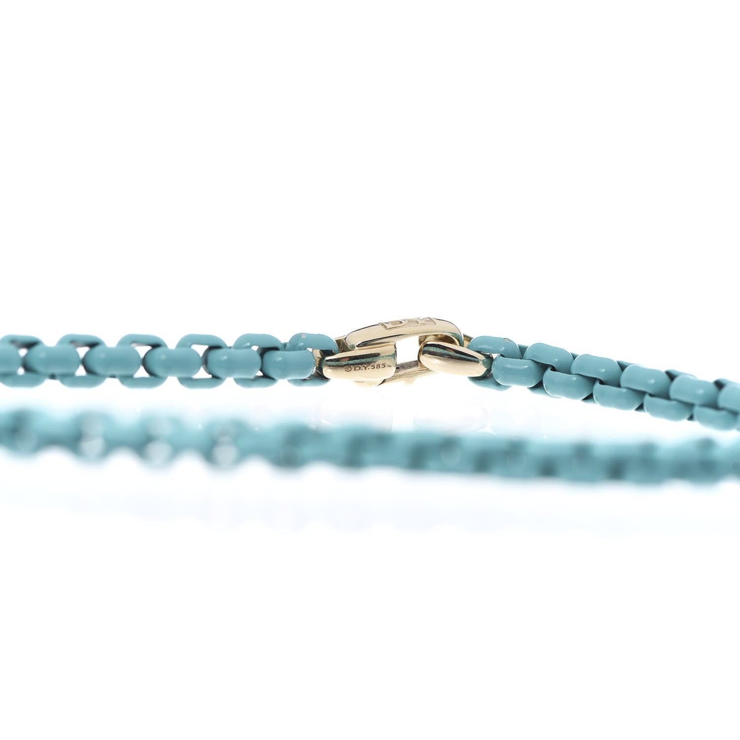 David Yurman Sterling Silver 14K Yellow Gold Acrylic Bel Aire 4mm Chain Bracelet Turquoise 4 of 5